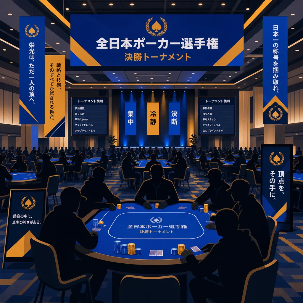 国内大型ポーカートーナメント会場のフラットイラスト